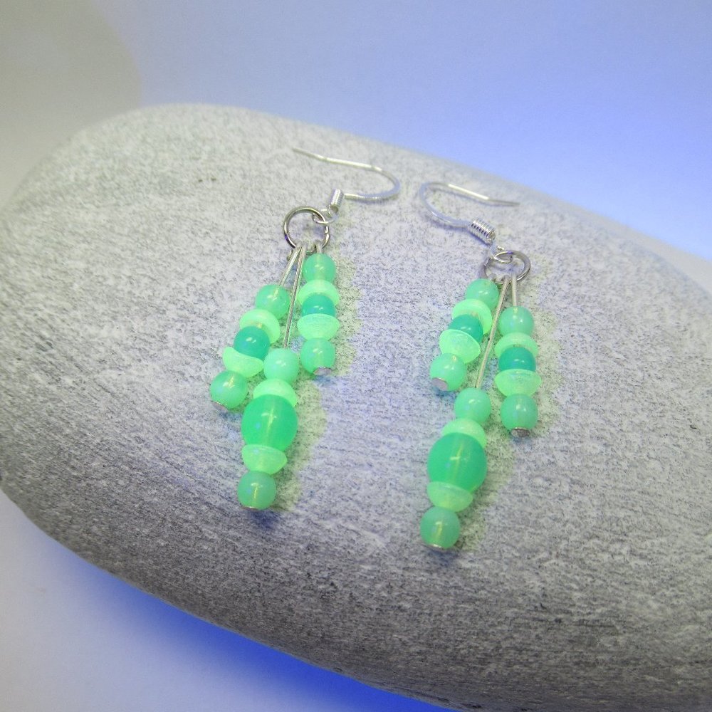 Uranium glass bead dangle earrings